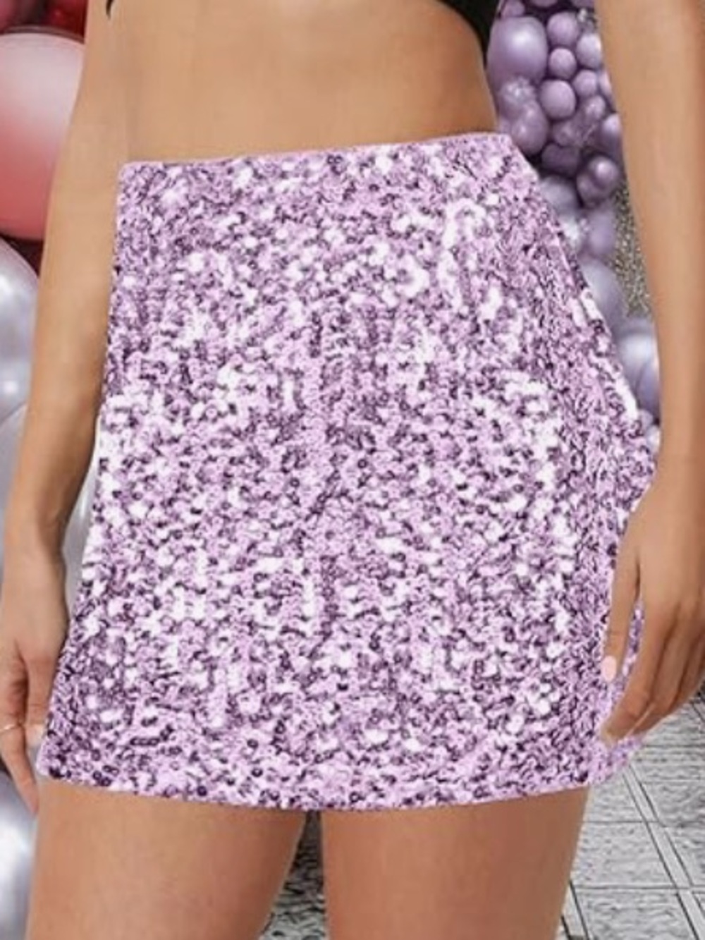 NWOT Lavender Sequin Mini Skirt